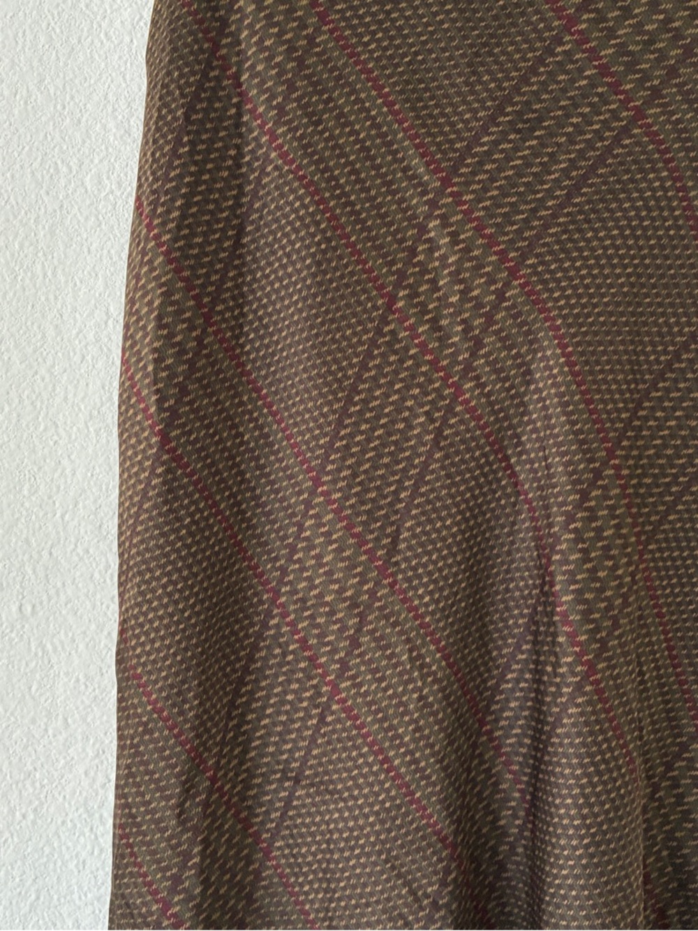 Lauren Ralph Lauren Brown Plaid silk Midi Skirt with Ruffle Hem - Picture 4 of 4